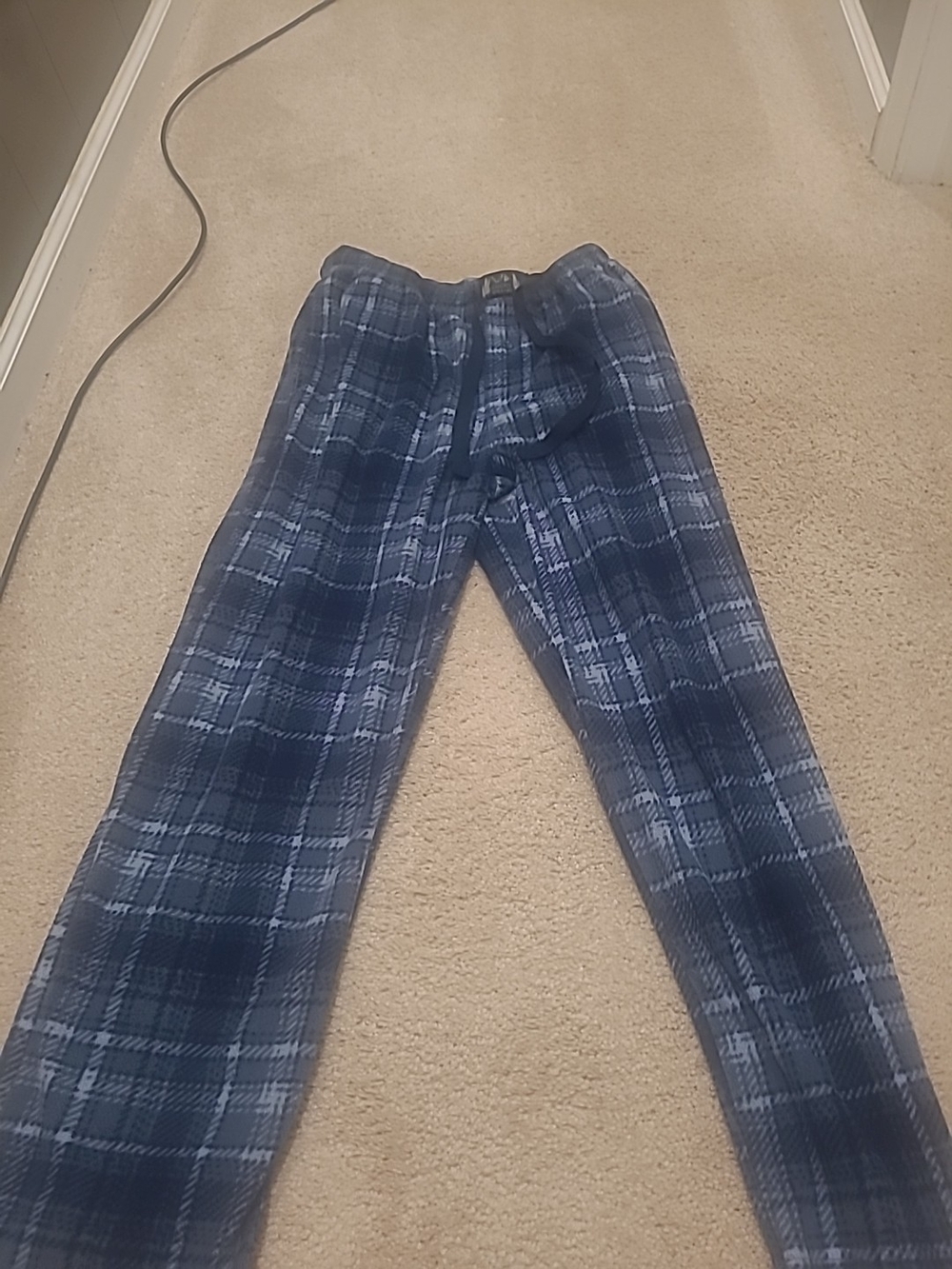 Lucky Brand Pajama Pants Adult Size Medium Blue Plaid Fleece Sleepwear Bottoms